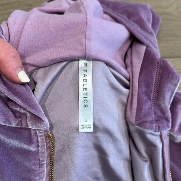 FABLETICS Bright Lilac Donna Velour Hoodie Full Zip Hood Active Jacket Size S - Picture 8 of 10